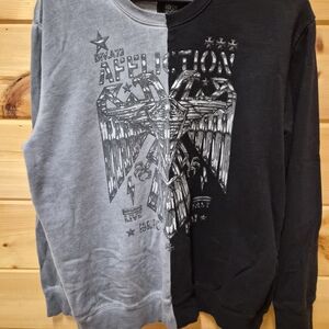 Men's Affliction Two-Tone Eagle Crewneck - Gray & Black
